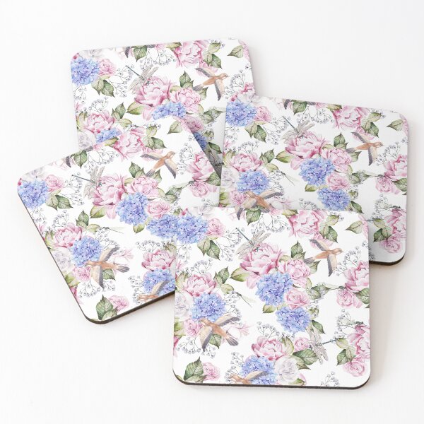 Item preview, Vintage Watercolor Roses and Hydrangea flowers designed and sold by silviaol.
