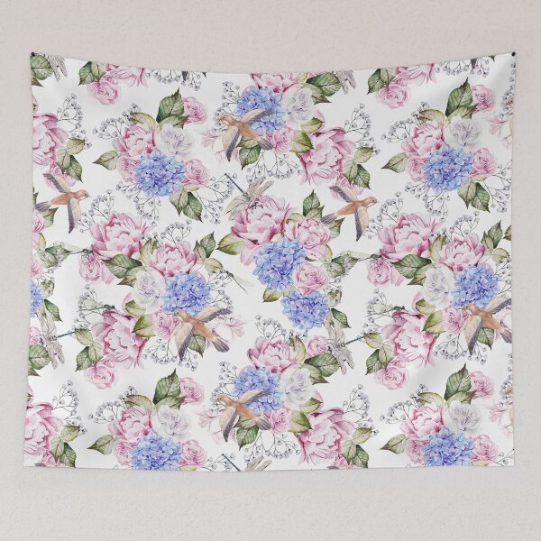 Item preview, Vintage Watercolor Roses and Hydrangea flowers designed and sold by silviaol.