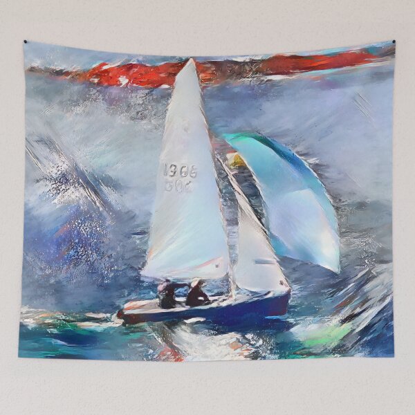 Item preview, AI Pale Blue Spinnaker Sail Boat designed and sold by LymphomaLass.