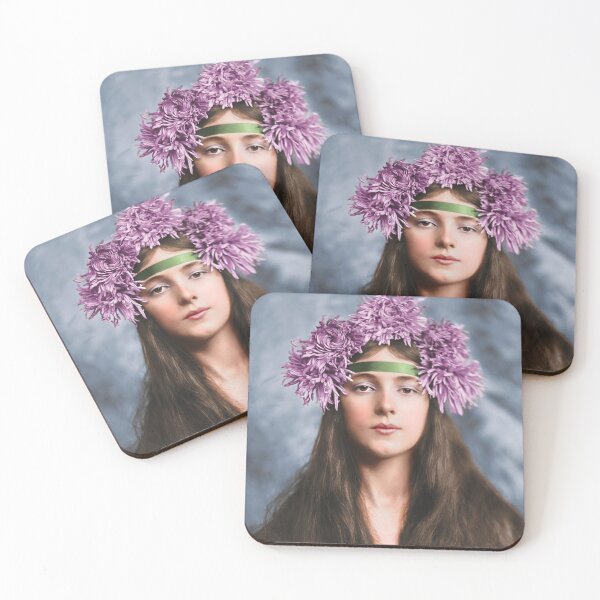 Item preview, Evelyn Nesbit with Chrysanthemums on her head - Restored and colorized old photo from 1901. designed and sold by Dejan Travica.