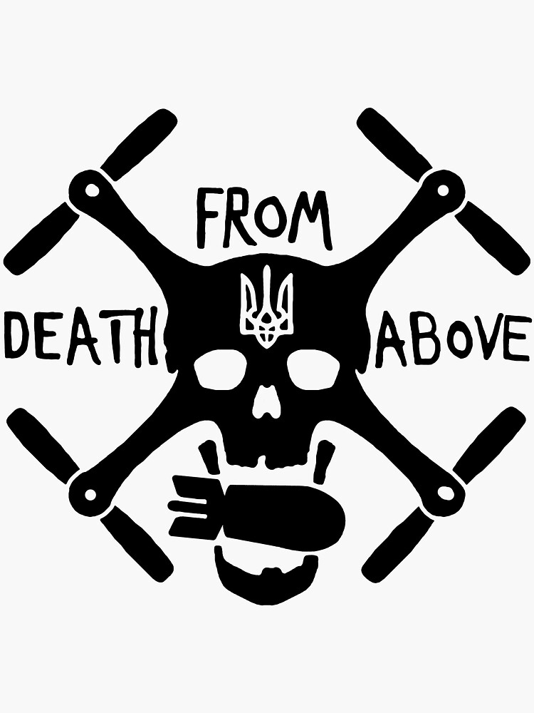 Thumbnail 3 of 3, Sticker, Ukraine Death from Above Drone (Black) designed and sold by HymollerShop.