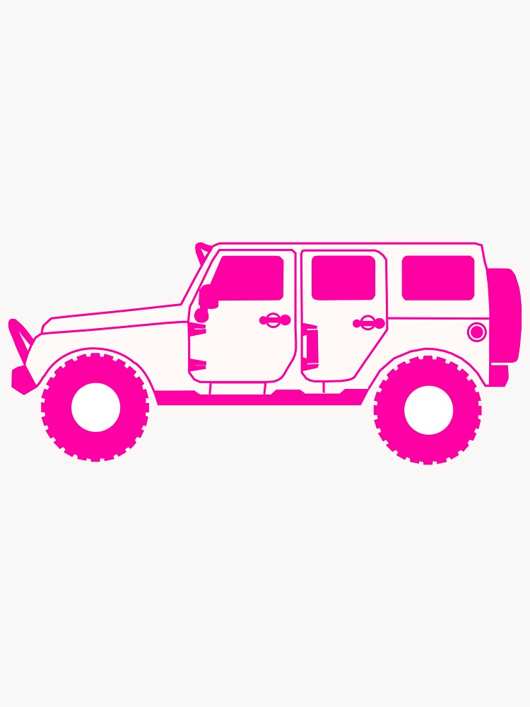 Pink Jeep Sticker For Sale By Mandys Stickys Redbubble