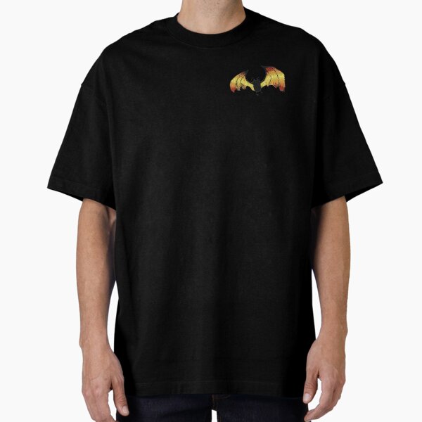 Embroidered bat with orange and yellow Oversized T-Shirt