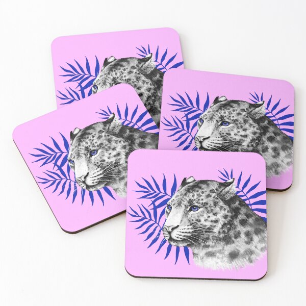 Item preview, Amur leopard on a pink and turquoise background designed and sold by Shalashh.