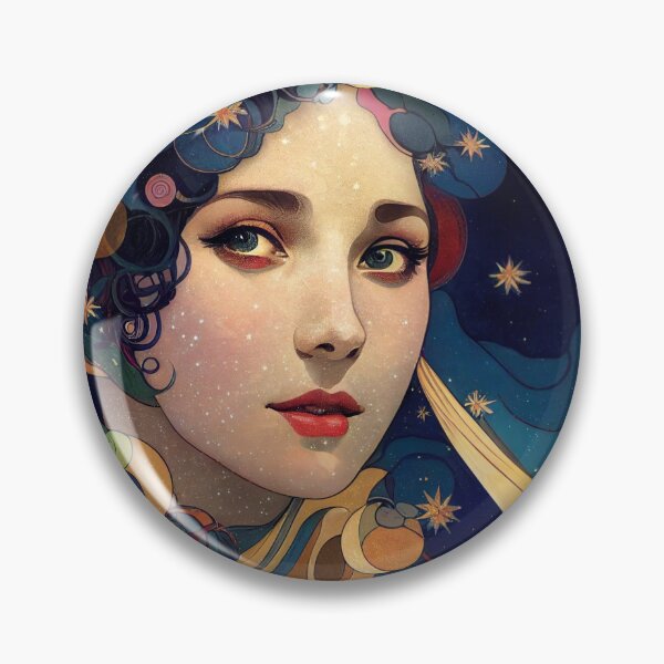 Artikelvorschau, Kosmische Schönheit in den Sternen, Jugendstil, Vintage, Mucha, Vergoldetes Zeitalter entworfen und verkauft von AllRealities.