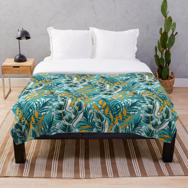 Item preview, Turquoise Tropical Leaves Pattern designed and sold by CuteTrendyFinds.