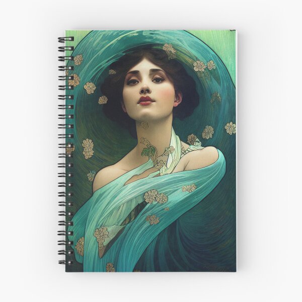 Item preview, Art Nouveau Beauty in Blue, Vintage, Mucha, Gilded Age designed and sold by AllRealities.