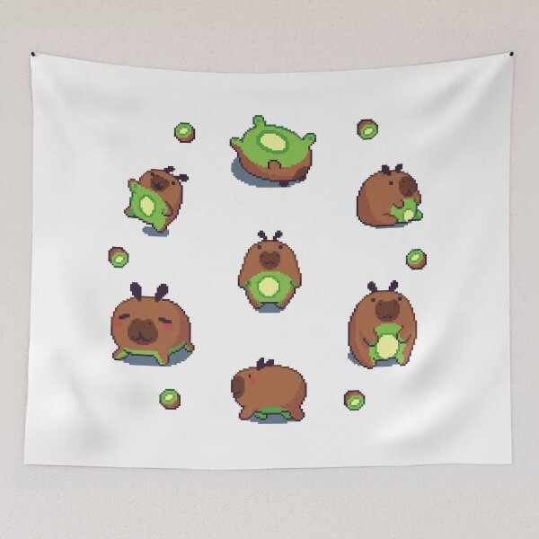 Aperçu de l'œuvre Ensemble Capiwi (Capybara Kiwi) créée et vendue par Tofu's Pixel Art Store.