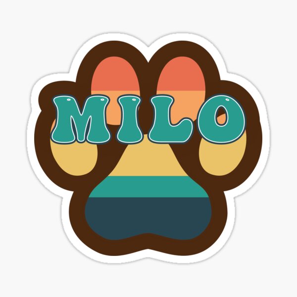 "Milo Dog Name Vintage Sunset Paw Prints on Brown Milo Dog Name