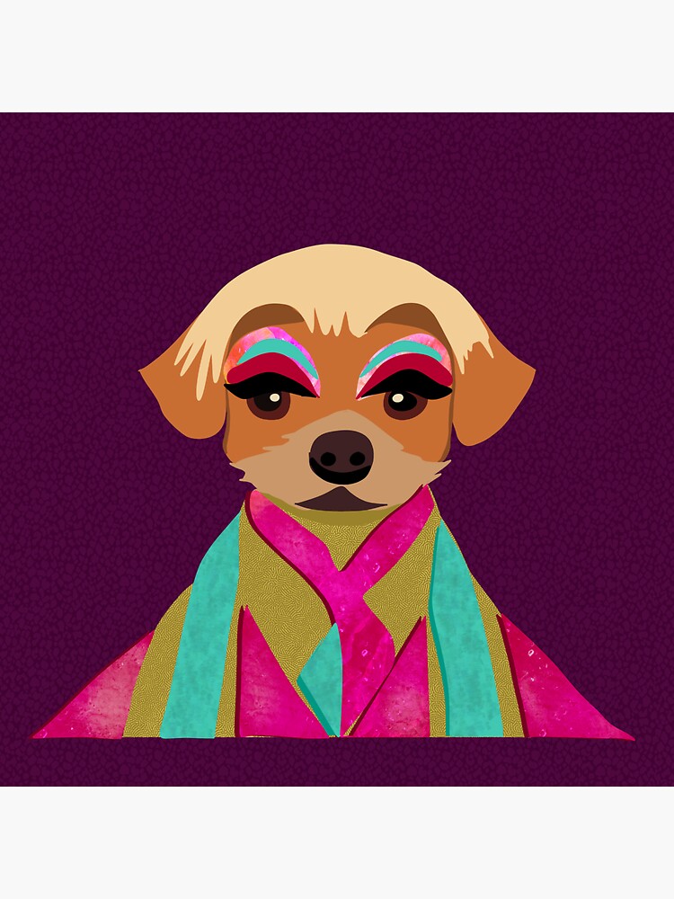 "Drag queen dog" Sticker for Sale by andybirkey Redbubble