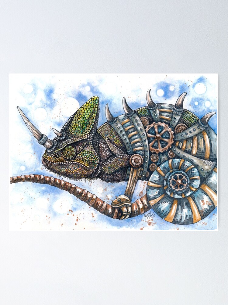 Steampunk Chameleon Poster For Sale By Wendyfranzart Redbubble