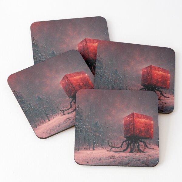 Item preview, Cubolopod meeting a humanoid explorer on an unknown planet designed and sold by guillediaz.