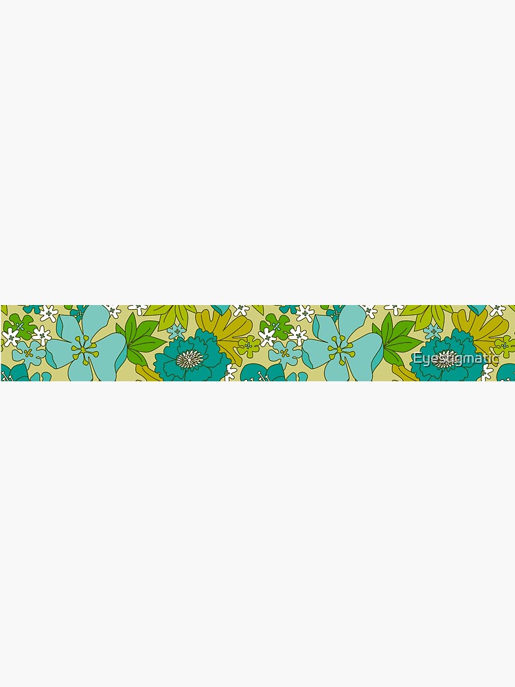 Turquoise, White and Olive Green Retro Floral Pattern by Eyestigmatic