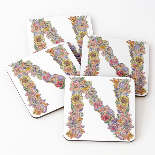 Item preview, N Floral Initial designed and sold by Lenaartist.