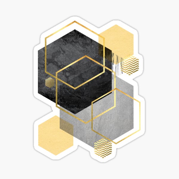 Black Yellow Gold Geometric Sticker