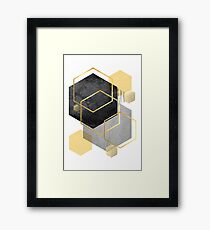 Schwarz und Gold Geometrisch Gerahmtes Wandbild