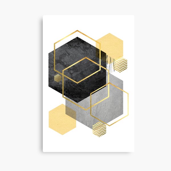 Black Yellow Gold Geometric Canvas Print
