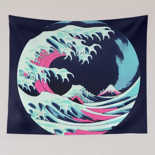 Item preview, Frozen Synthwave Kanagawa waves designed and sold by ChasmicArt.
