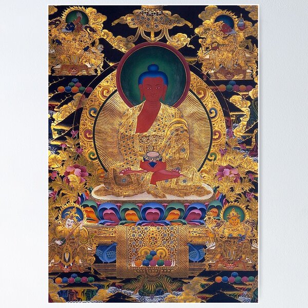 Item preview, Mandala 116 Golden Amithaba Buddha Thangka designed and sold by GuyBlank.