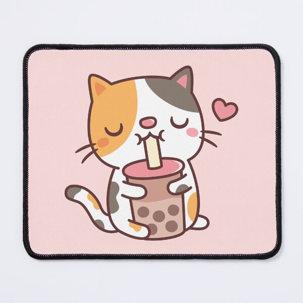 Item preview, Cute Calico Cat Loves Drinking Boba Tea designed and sold by rustydoodle.