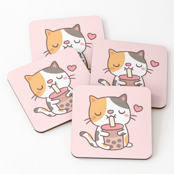 Item preview, Cute Calico Cat Loves Drinking Boba Tea designed and sold by rustydoodle.