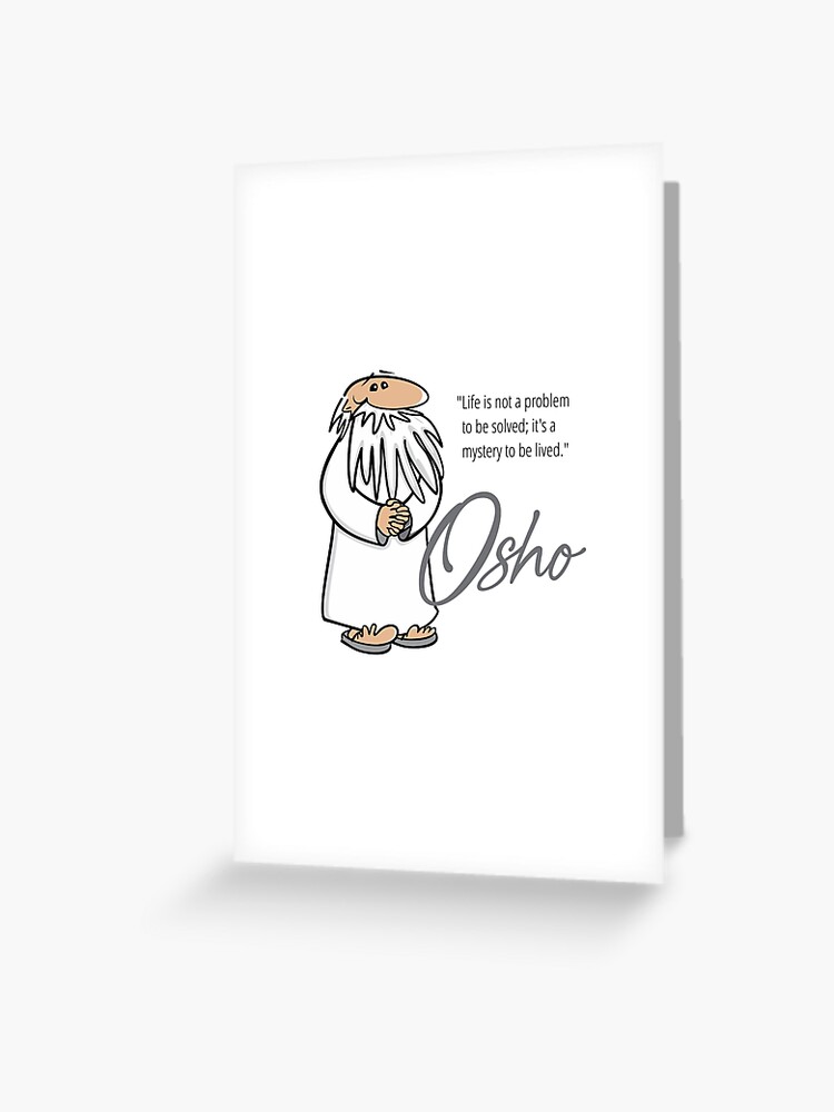 Tarjetas de felicitación «Frases de Osho, Dibujos animados de Osho - La vida,  es un misterio para ser vivido» de FringeDweller2 | Redbubble