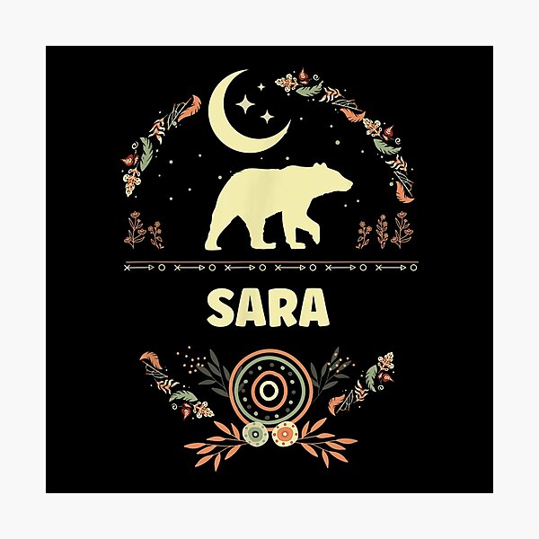 Sara Nombre Boho Floral Personalizado Mamá Oso Sara Lámina fotográfica