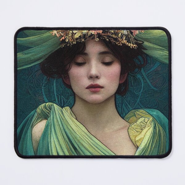 Item preview, Art Nouveau Beauty in Green, Vintage, Mucha, Gilded Age designed and sold by AllRealities.