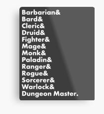 Lámina metálica Clases de Dungeons & Dragons