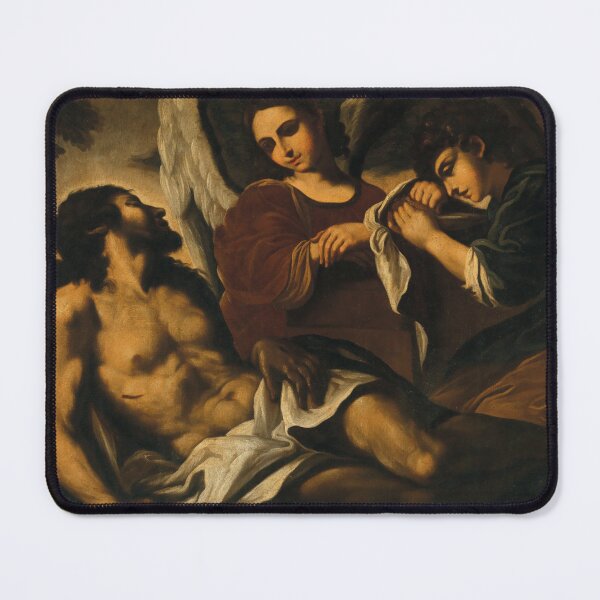 Artikelvorschau, Der tote Christus, betrauert von zwei Engeln | Guercino | 1660 Renaissance-Evangelium Biblische Kunst entworfen und verkauft von CJET.