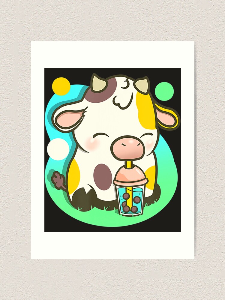 Cute Cow Boba Tea Bubble Tea Anime Kawaii Art Print For Sale By Sirniounreadakx Redbubble 