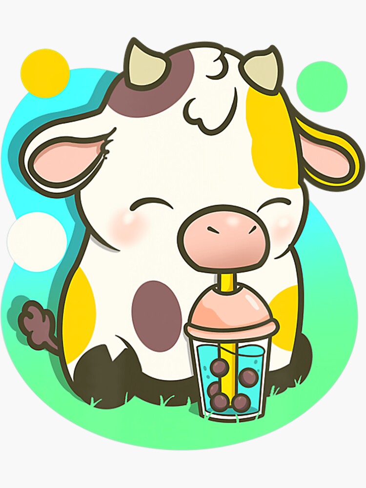 Cute Cow Boba Tea Bubble Tea Anime Kawaii Sticker For Sale By Sirniounreadakx Redbubble 