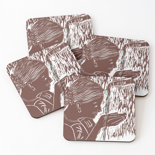 Item preview, Indira Fernandes  Australia  “Sparkling Water” Lino Cut Hand coloured designed and sold by WaterProject.
