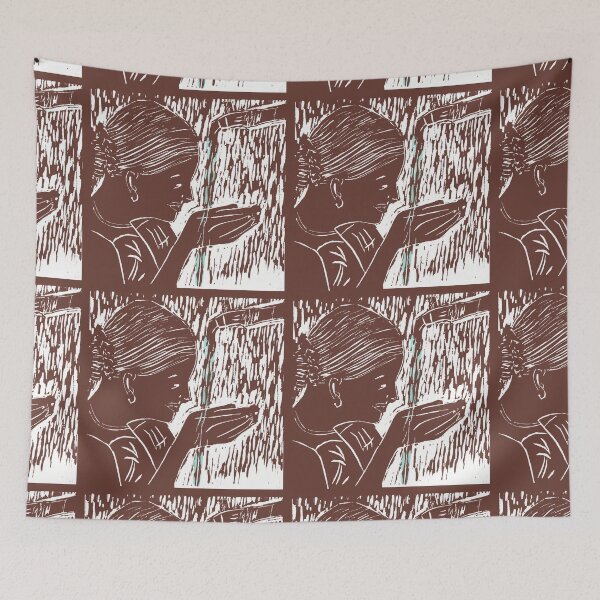 Item preview, Indira Fernandes  Australia  “Sparkling Water” Lino Cut Hand coloured designed and sold by WaterProject.