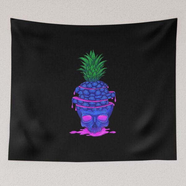 Item preview, Blue pineapple skull with flowing pink juice designed and sold by Jackwidforss.