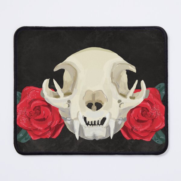 Item preview, Cat Skull with Roses designed and sold by bleedingmoss.