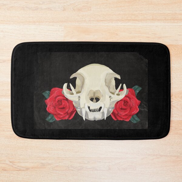 Item preview, Cat Skull with Roses designed and sold by bleedingmoss.