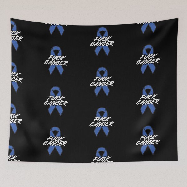 Item preview, Fuck Colon Cancer Brush Text Blue Ribbon Cancer Awareness and support designed and sold by Too Sweet.