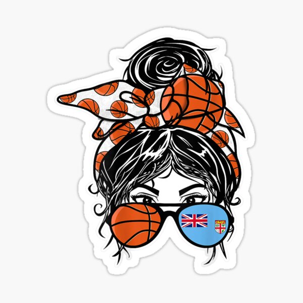"Fijian Messy Bun Hair Girl Woman Fiji Basketball Fans Jersey" Sticker