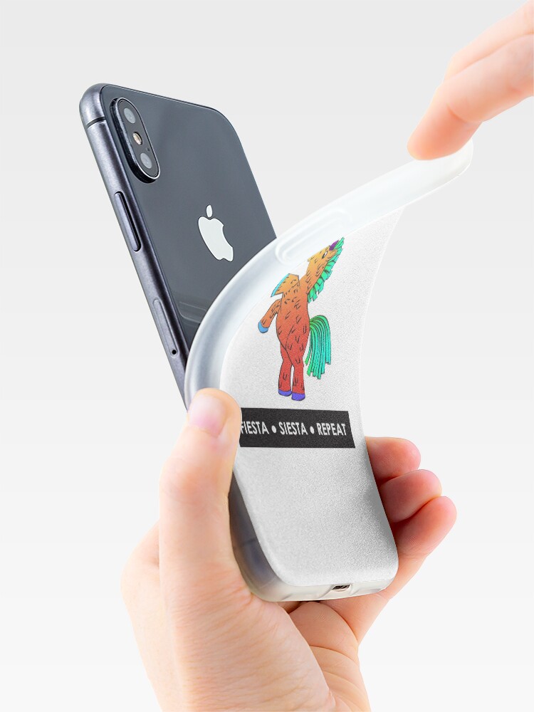 Alternate view of Fiesta, Siesta, Repeat with Unicorn Piñata (Orange) iPhone Case & Cover