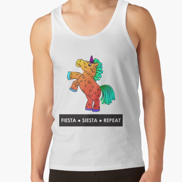 Fiesta, Siesta, Repeat with Unicorn Piñata (Orange) Tank Top