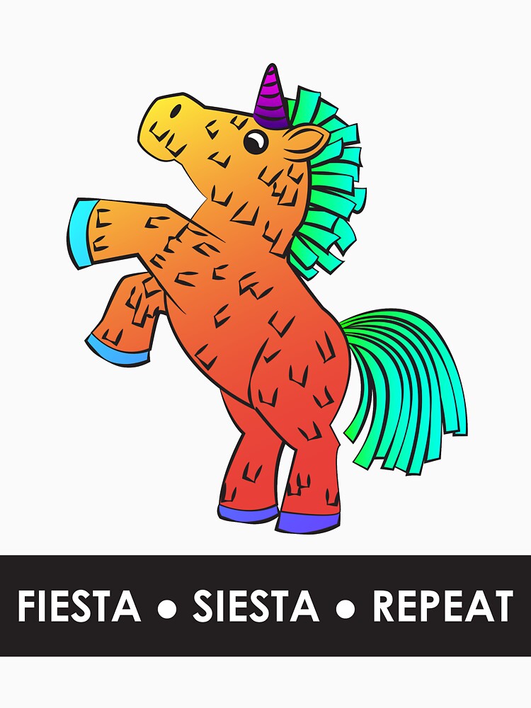 Fiesta, Siesta, Repeat with Unicorn Piñata (Orange) by Kristina-Thalin
