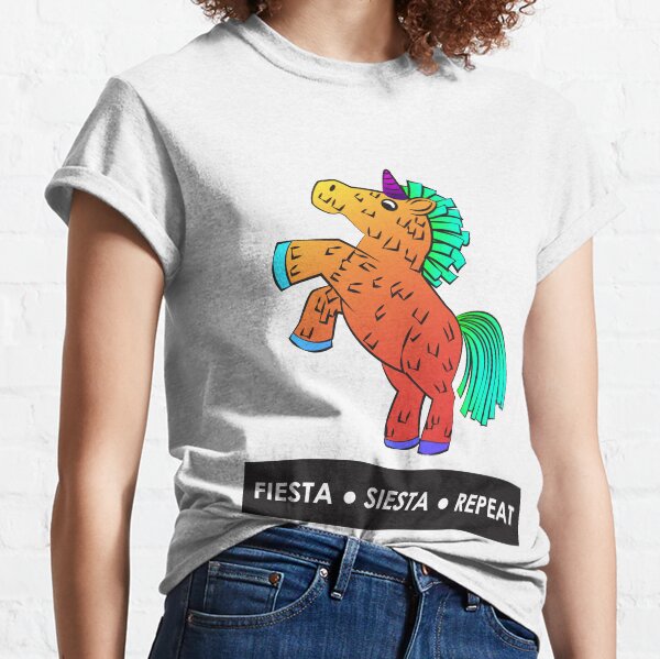 Fiesta, Siesta, Repeat with Unicorn Piñata (Orange) Classic T-Shirt