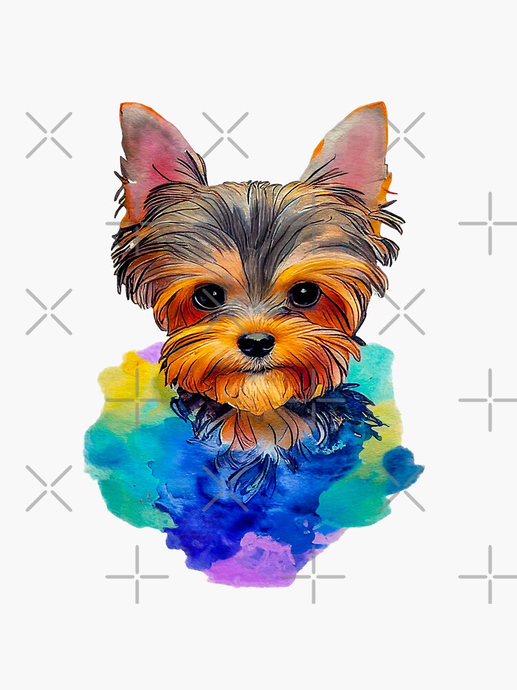 "Yorkie puppy Watercolor" Sticker for Sale by Waffles The Yorkie Redbubble