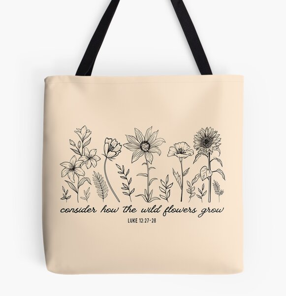 Wildflower Christian Tote Bag, Luke 12 Bible Verse Bag, Christian Bag, God Tote  Bag, Jesus Tote Bag, Faith Tote Bag, Christian Woman Gift 