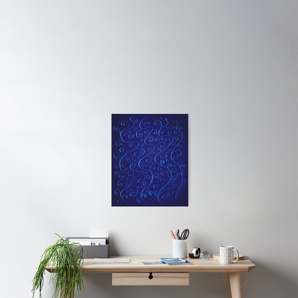 Beautiful Glowing Blue Swirls Poster
