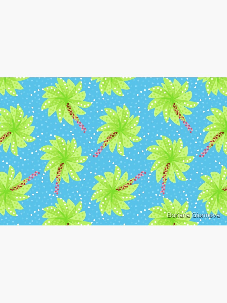 Blue Dots And Palm Trees Pattern by azzza