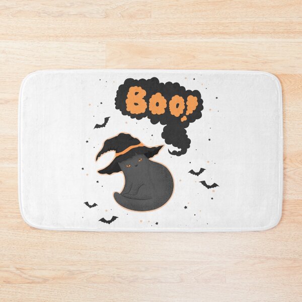 Item preview, Halloween cute cat in witch hat, lettering Boo designed and sold by DarianaArt.