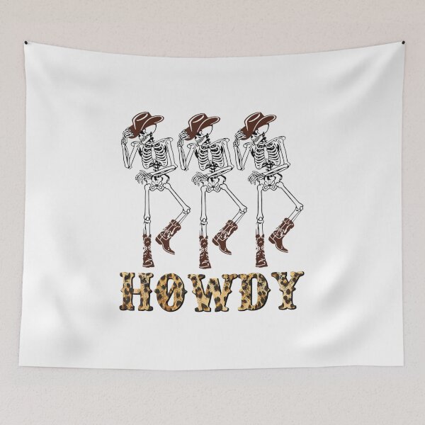 Item preview, Dancing Skeleton Western Cowhide Howdy Leopard designed and sold by Jackwidforss.
