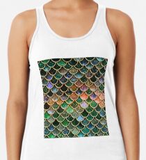 Green Sparkle Faux Glitter Mermaid Scales Women's Tank Top